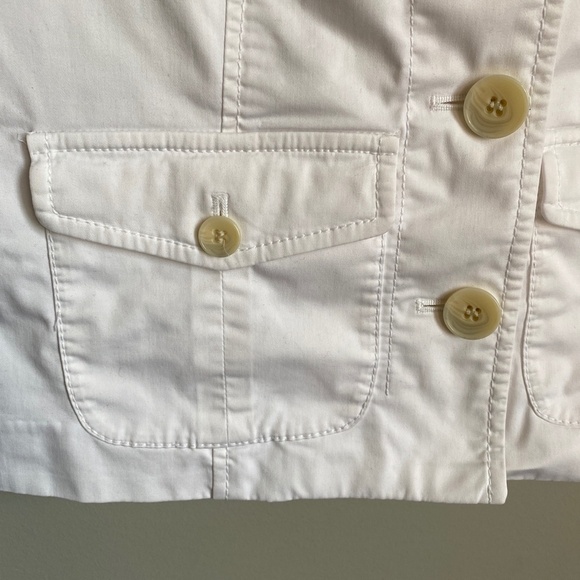 Club Monaco Women's White Front Button Cropped Light Cotton Jacket Size 6 - Picture 4 of 13